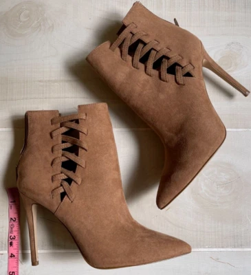 ALDO Marrón Stiletto Cuero Marrón Tacón Botines Botas Talla 7.5 Mujer Usadas en Excelente Condición Foto 1 de 4