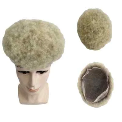 Unidad de encaje completa rubia #613 T#1b raíz 4 mm afro toupee para hombres negros Foto 1 de 4