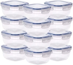 Large Plastic Food Storage Container with airtight Lid- 12 Pack (BPA Free) - Picture 1 of 7
