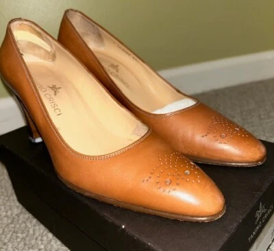 Mujer TANINO CRISCI Color Marrón Cuero Bloque Tacones Talla 7 HECHOS EN ITALIA Foto 1 de 4