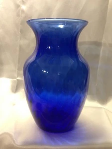 Indiana Glass Vase Vertical Ribbed Swirl Pattern Cobalt Blue - Picture 1 of 6