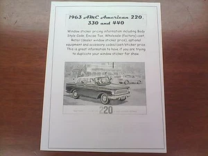 1963 AMC American factory cost/dealer sticker pricing for car + options - Picture 1 of 1