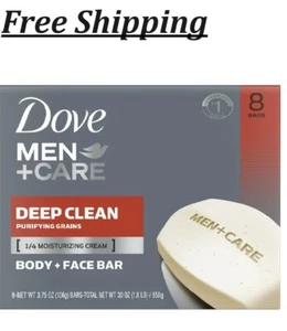 Dove Men+Care Men's Bar Soap Deep Clean, 3.75 Oz., 8 Bars Free Shipping - Picture 1 of 1