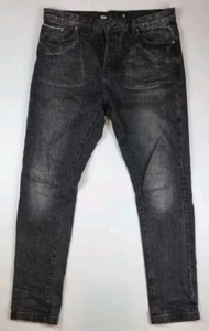 Hawke Workwear Jeans Mens W32 L32 Black Denim Trade Stretch Button Fly - Picture 1 of 13