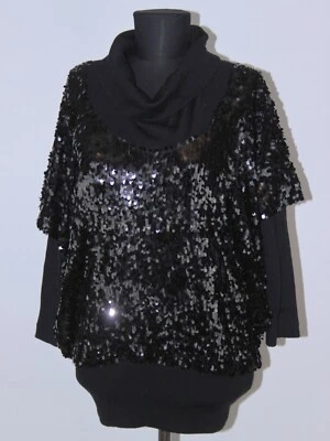 Frankie Morello Mujer Blusa Negra Camisa Talla M Foto 1 de 4