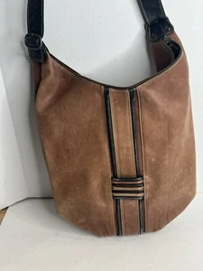 sac en cuir sac à main made in Florence Italie, marron et noir, unisexe, bel état - Photo 1/15