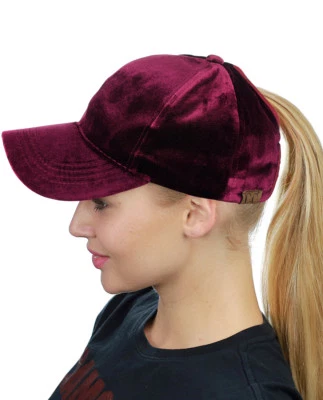 ¡NUEVO! Gorra de béisbol ajustable de terciopelo suave con moño alto desordenado CC Ponycap Foto 1 de 4