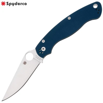 Bloqueo de compresión Spyderco Military 2 (XL) SPY27 hoja satinada azul G10 C36GPCBL2 Foto 1 de 4
