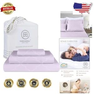 Twin Size Paisley Cotton Sheet Set - Soft, Breathable & Stylish - Lilac Color - Picture 1 of 8