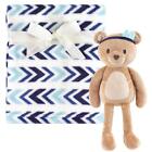 Hudson Baby Unisex Baby Plush Blanket with Toy, Aztec Bear NEW -