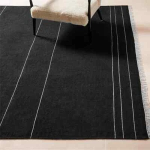 Handwoven Wool Rug for Home Decor Bedroom Rug Black White Rug Wool Rug - Picture 1 of 3