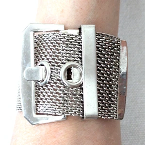 Grober breiter Mesh Gürtel Manschette Armband silberfarben adrett mutig Boho Schmuck Geschenk - Bild 1 von 4