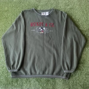 Vintage Disney Mickey Mouse Sweatshirt Adult XL Green Long Sleeve Retro Sweater - Picture 1 of 6