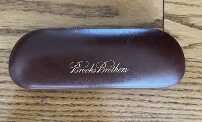 Estojo de óculos Brooks Brothers capa dura fina marrom estojo protetor - Imagem 1 de 3