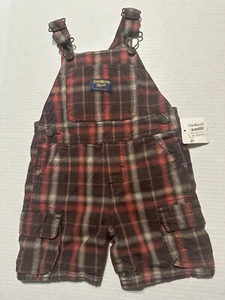 OshKosh B'Gosh Vestbak Overalls Shorts Size 18-24 Months Vtg Country Plaid - Picture 1 of 13