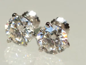 4 ct White Moissanite Diamond stud Earrings setting In 14K White Gold,Solid gold - Picture 1 of 13