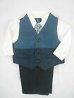 Infant Boys Young Kings by Steve Harvey 45 Teal 4PC Vest Suit Sizes 3/6M  6/9M