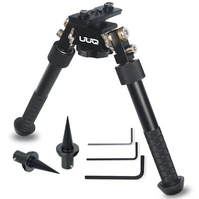 UUQ Tactical Rifle Bipod 6-9 Inches Attachable to M-Rail Systems Adjustable
