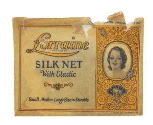 VTG Hair Net Lorraine Silk w/ Elastic Small Mesh Large Size Wax Paper Pkg Unused - Picture 1 of 4