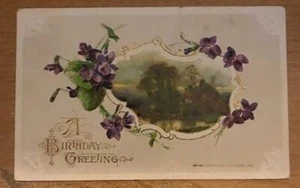 VINTAGE 1913 A BIRTHDAY GREETING POSTCARD w/WASHINGTON 1c STAMP - Picture 1 of 2
