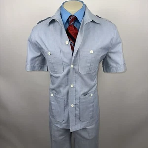 1970s Haggar Leisure Suit Mens Large Jacket 38 30 Pants Disco Vintage Nik Groovy - Picture 1 of 24