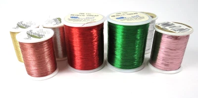 Dritz and Signature Metallic Thread Spools Lot & Glitz Metallic Foil - Image 1 of 3