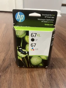 Oryginalne wkłady atramentowe HP 67XL czarne / 67 trójkolorowe - NOWE - EXP 07/26 - Zdjęcie 1 z 4