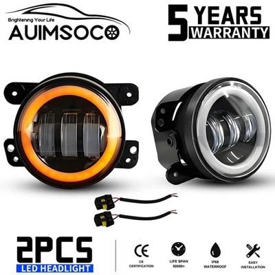 前保险杠 4 英寸 LED 雾灯带 DRL 适用于吉普牧马人 JK JKU TJ — 第 1/4 张图片