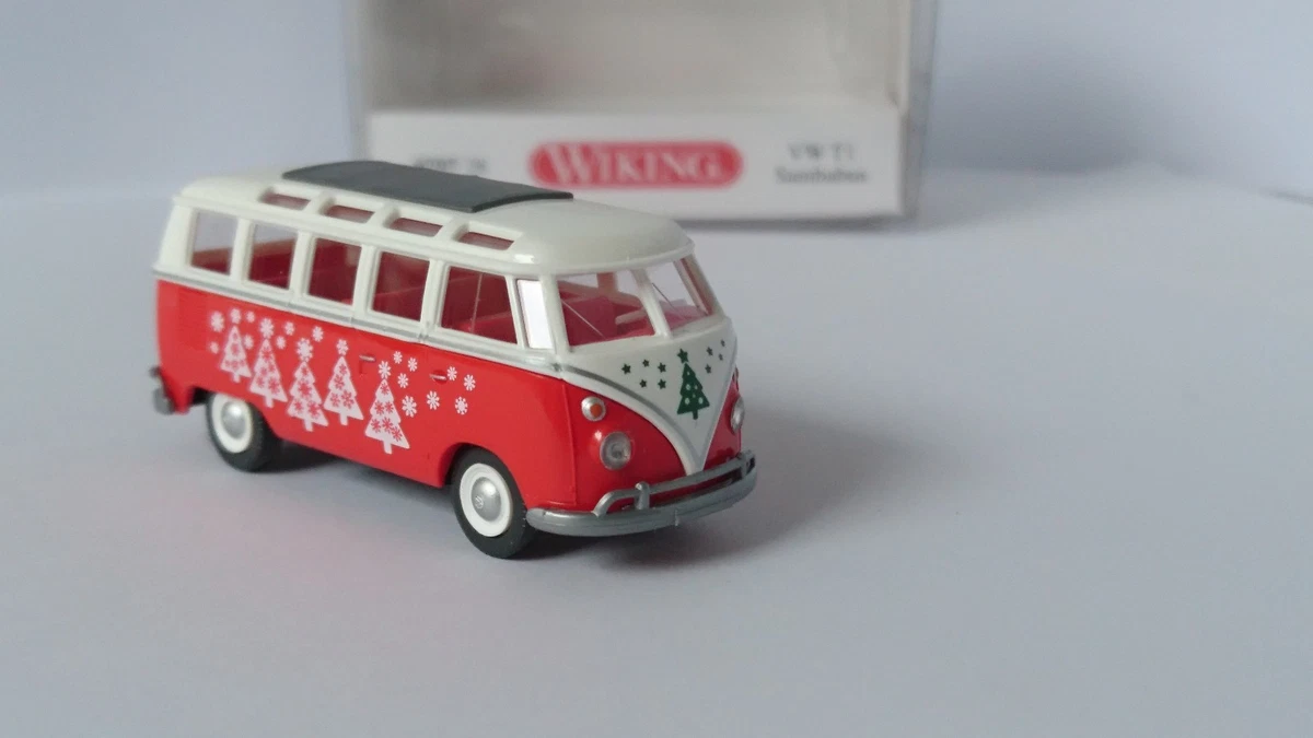 Herpa VW T1 Transporter Modellauto H0 1/87 – Grüner Samba-Bus, Ca. 5 Cm, Mit Wunschkennzeichen