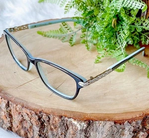 Apple Bottoms AB764-2 Eyeglass Rectangle Frame Blue Black Silver Chain 52-15-135 - Picture 1 of 6