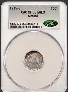 1915 S BARBER DIME CAC XF DETAILS  - Picture 1 of 2