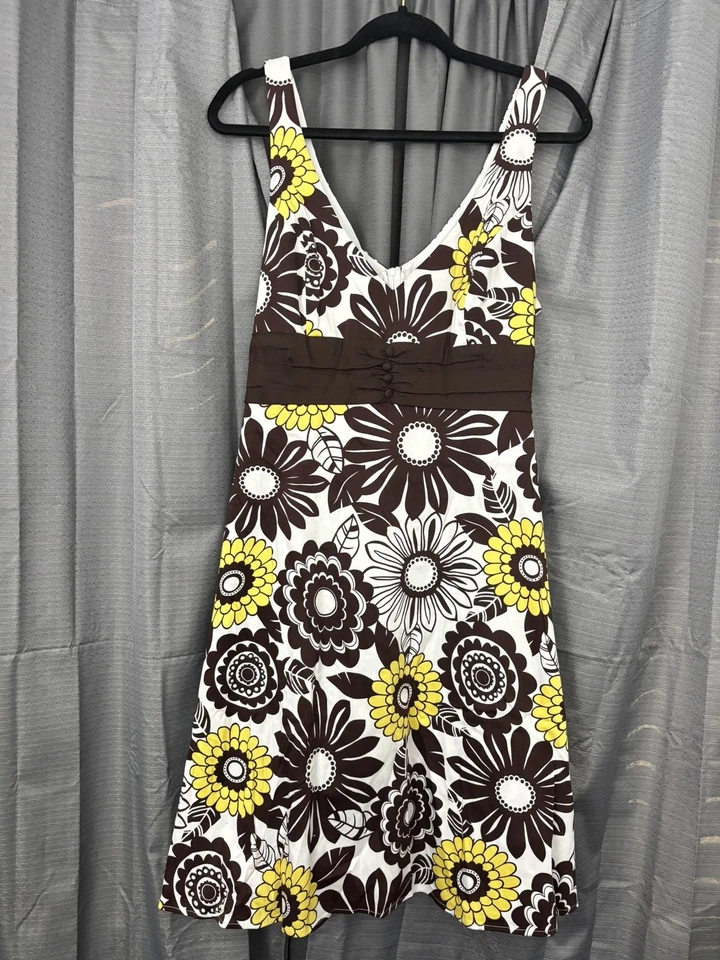 De colección Vestido Inteligente Y2K B Mujer 16 Marrón Chocolate Amarillo Floral Hada Hippie Delicado Foto 1 de 4