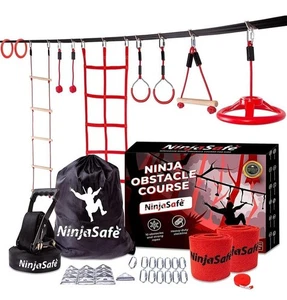 MERRVEY Ninja Obstacle Course for Kids Backyard Durable Obstacles and Slackline - Picture 1 of 12