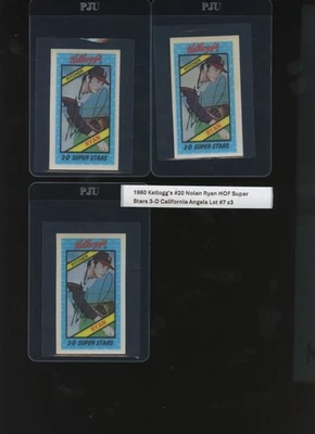 1980 KELLOGG'S #20 NOLAN RYAN HOF Super Stars 3-D California Angels Lot #7 x 3 - Image 1 of 2