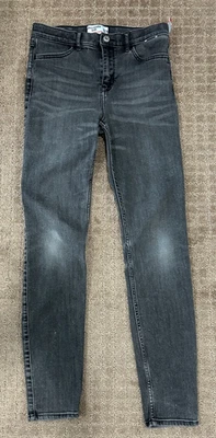 Pantalones de mezclilla negros de tiro alto súper ajustados talla 15/16 Abercrombie Kids 1892 para niños Foto 1 de 4