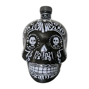 Decantador Vacío Tequila Calavera Azúcar Negra KAH Añejo, 750 ml México Día de Muertos - Imagen 1 de 14