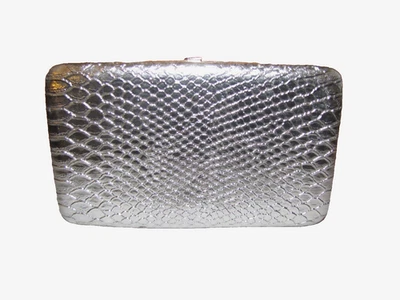 THE LIMITED LINDO DELICADO METALIZADO PLATEADO EXÓTICO REPTIL ESTAMPADO ORGANIZADOR DE EMBRAGUE Foto 1 de 4