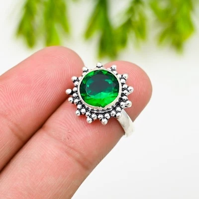 Chrome Diopside Gemstone 925 Sterling Silver Ring Handmade Jewelry Ring For Gift - Image 1 of 4
