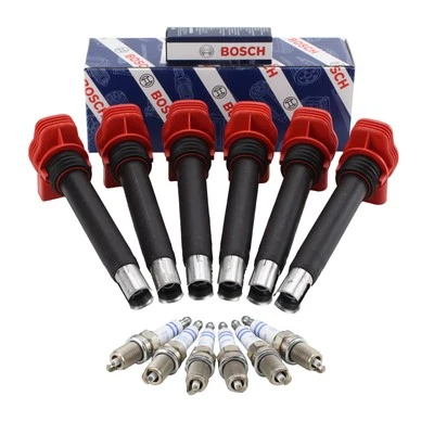 Bosch Kit de 6 bobinas de encendido y 6 bujías de platino para Audi A5 Q5 S5 V6 Foto 1 de 4