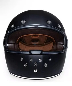 Daytona Retro DOT Approved Matte Black Full Face Motorcycle Helmet R1-B - SIZE S - Picture 1 of 7