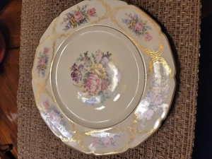 Antique Continental Ivory Bavaria 10 5/8" Dinner Plate Ivory Hand Panted - Picture 1 of 6