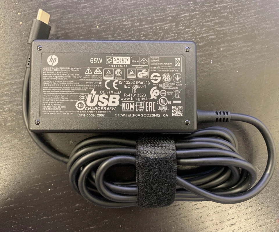 HP 65W Laptop Charger AC Power Adapter For EliteBook (L67440-001)