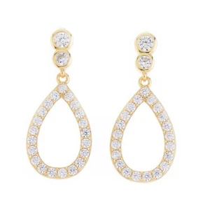 Lady's Dangle Earrings Long 30 mm Iced Silver Push Back Stud EPR 117 - Picture 1 of 6