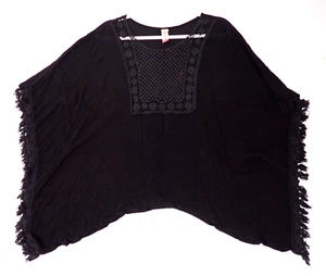 Womens XL Batwing Magyar Fringe Sleeve Blouse Shirt Crochet Lace No Boundaries - Picture 1 of 5