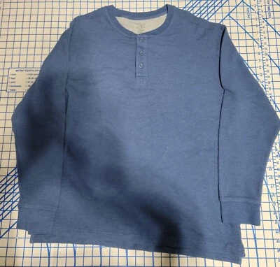 Camisa pelirroja para hombre talla XL azul tejido elástico Henley ropa de trabajo manga larga  Foto 1 de 4