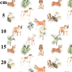 Lindo material de tela artesanal estampado de tela de algodón para perros y hojas medidor - Imagen 1 de 4