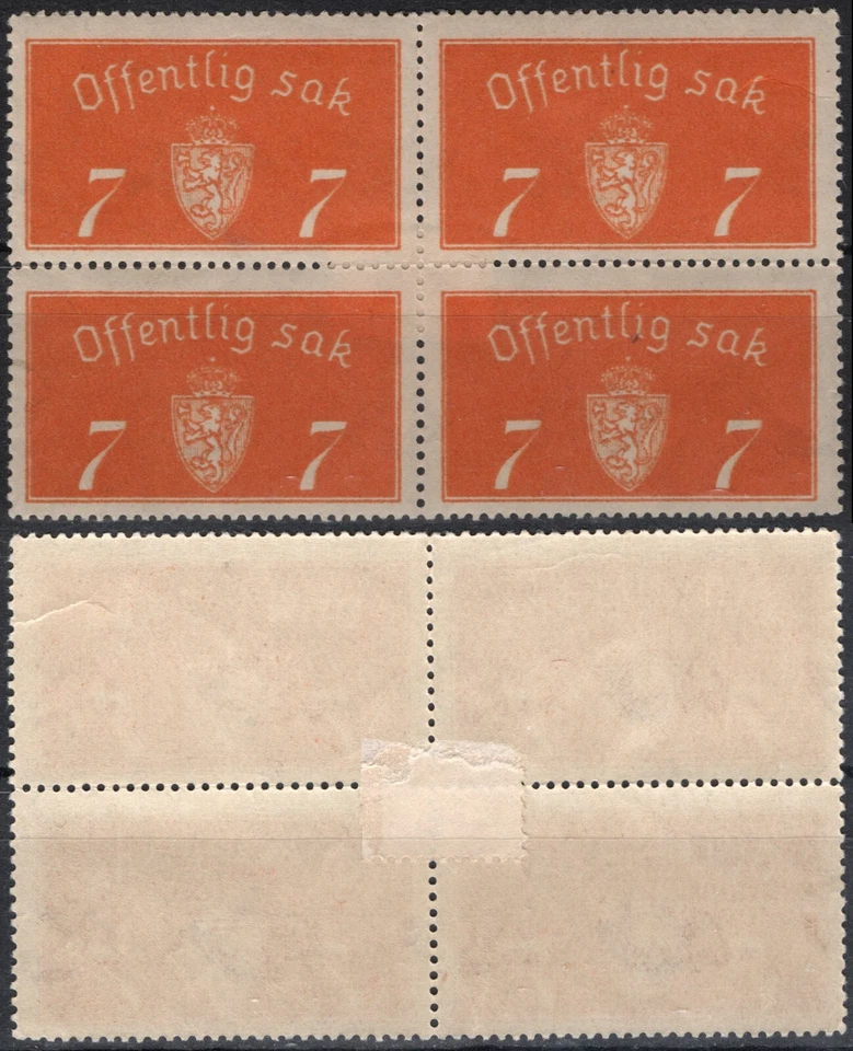 1068 Norway 1933, T11 MH, Offentlig Sak, SC #O11, MI D11 I.Tear in the top right - Image 1 of 1