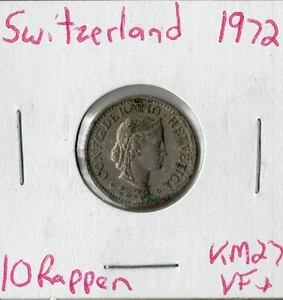 Coin Switzerland 10 Rappen 1972 KM27 - Picture 1 of 2