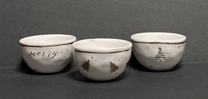 Mudpie Christmas Holiday Dip Cup Set of 3 Gold Splatter New w Flaws See Photos - Picture 1 of 8