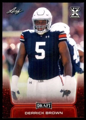 2020 Leaf Draft Derrick Brown RC Auburn Tigers #28 - Image 1 of 2